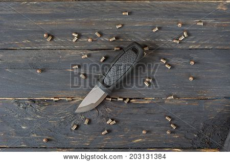 Knife And A Lot Of Small Cartridges.