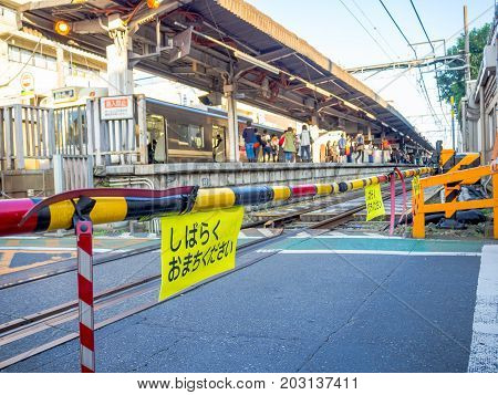 HAKONE, JAPAN - JULY 02, 2017: Hakone-Yumoto station which serves as the entry point into the Hakone mountain resort. The station featured in the anime and manga Neon Genesis Evangelion.