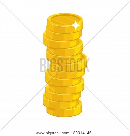 Heap gold coins. Thesaurus, savings opportunity, income and payments. Business finance and economy concept. Cartoon vector illustration isolated on white background