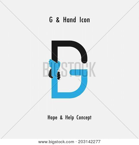 Creative G- alphabet icon abstract and hands icon design vector template.Business offer, partnership, hope, support or help concept.Corporate business and industrial logotype symbol.Vector illustration