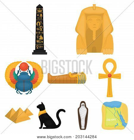 Ancient Egypt set icons in cartoon style. Big collection of ancient Egypt vector symbol stock