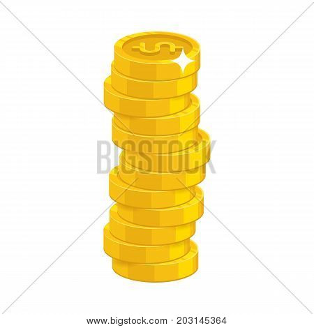 Heap gold coins. Thesaurus, savings opportunity, income and payments. Business finance and economy concept. Cartoon vector illustration isolated on white background