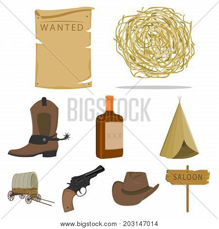 Wild west set icons in cartoon style. Big collection of wild west vector symbol stock