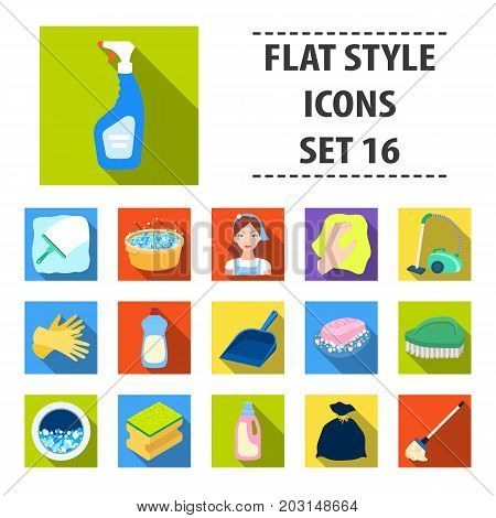 Cleaning set icons in flat design. Big collection of cleaning vector symbol stock illustration