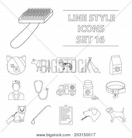Veterinary clinic set icons in outline design. Big collection of veterinary clinic vector symbol stock illustration