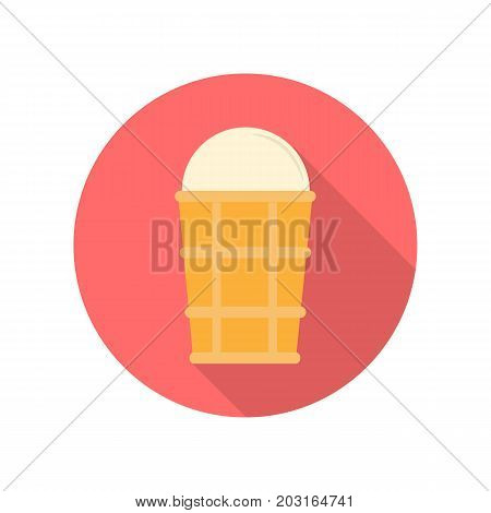 Ice cream in a waffle cup vector. Flat style. Refreshing sweets. Illustration for food concepts, diet infographic, icons or web design. Summer pleasure. Isolated on white background