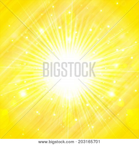 yellow orange summer sun light burst. glittering summer sun background with copy space Vector Illustration