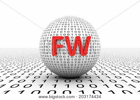 FW conceptual sphere binary code 3d illustration