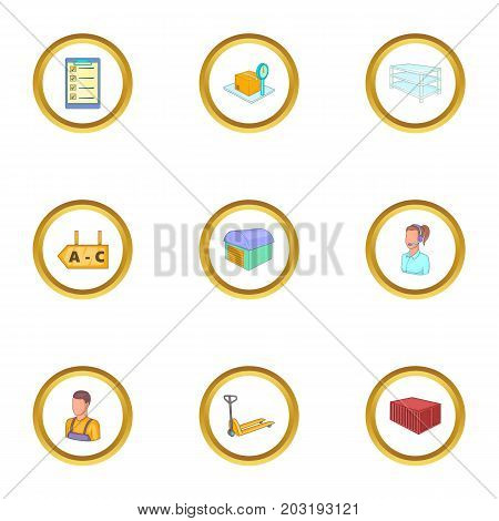 Storage icons set. Cartoon set of 9 storage vector icons for web isolated on white background