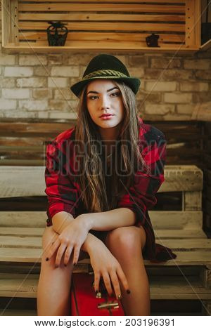 Portrait of a young hipsters girl .
