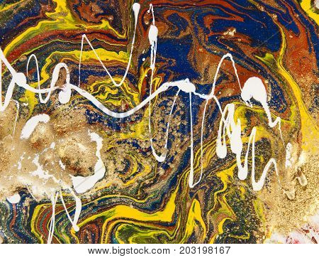Marbled Abstract Background. Liquid Marble Pattern. Colorful Marble Backdrop. Golden Glitter Texture