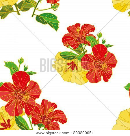 vector seamless pattern of painted flowers fabric paper