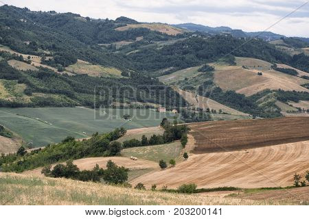 View of the Panaro valley (Modena Emilia Romagna Italy) at summer