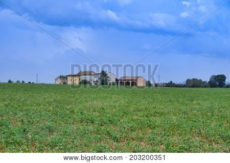 Rural landscape near Fidenza (Parma Emilia-Romagna Italy) at summer. Farm