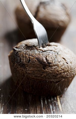 สดช็อกโกแลต souffle ตื้นกรม