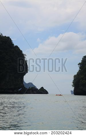 Blue rocks on the beach, Krabi, Thailand