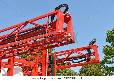 Part of an agricultural machinery outdoor in summer