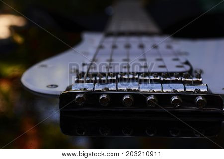 details on the body of the electric guitar detail musical instrument