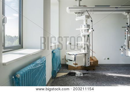 DUESSELDORF , GERMANY - SEPTEMBER 04 2017 : The construction site of the intensive care unit is progressing