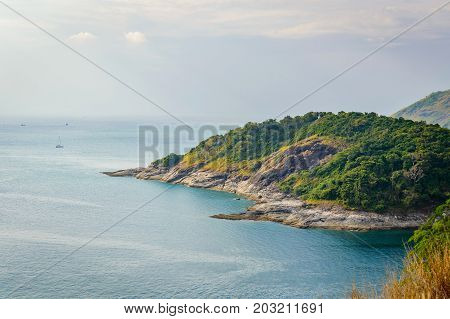 Phromthep Cape Viewpoint With Sunset Sky In Phuket, Thailand