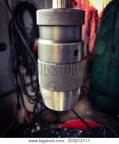 close up photo of drill chuck .