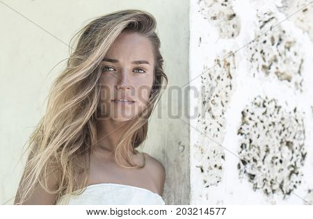 A Young, Portrait Of Lovely Blonde