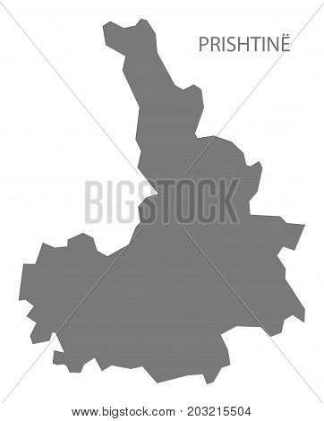 Prishtine Kosovo District Map Grey Illustration Silhouette Shape