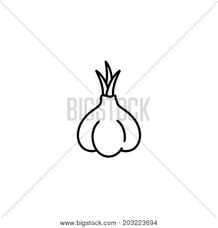 Garlic Thin Line Icon. Isolated Condiment Linear Style For Menu, Label, Logo. Detailed Vegetarian Fo