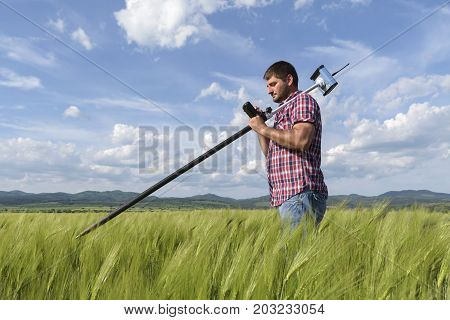 Engineer Controller Wheat Field Geodesy Agriculture Work
