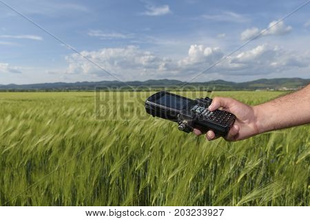 Wheat Field Hand Keyboard Geodesy Survey Industry