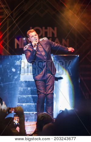 Minsk Belarus-August 12 2017: World Famous British Pop-Singer John Newman Performing at A-Fest Music Festival on August 12 2017 in Minsk Republic of Belarus.