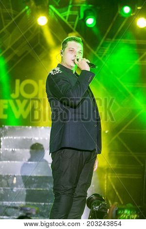 Minsk Belarus-August 12 2017: World Famous British Pop-Singer John Newman Performing at A-Fest Music Festival on August 12 2017 in Minsk Republic of Belarus.