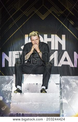 Minsk Belarus-August 12 2017: World Famous British Pop-Singer John Newman Performing at A-Fest Music Festival on August 12 2017 in Minsk Republic of Belarus.