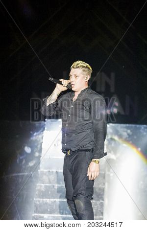 Minsk Belarus-August 12 2017: World Famous British Pop-Singer John Newman Performing at A-Fest Music Festival on August 12 2017 in Minsk Republic of Belarus.