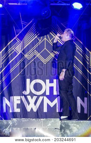 Minsk Belarus-August 12 2017: World Famous British Pop-Singer John Newman Performing at A-Fest Music Festival on August 12 2017 in Minsk Republic of Belarus.