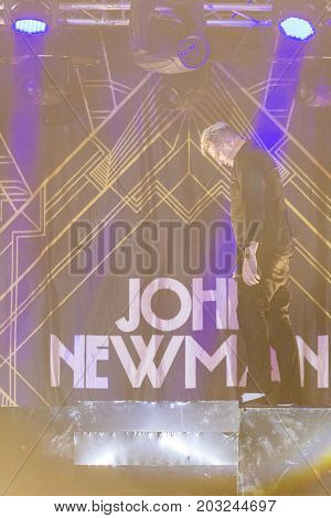 Minsk Belarus-August 12 2017: World Famous British Pop-Singer John Newman Performing at A-Fest Music Festival on August 12 2017 in Minsk Republic of Belarus.