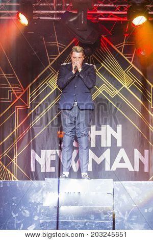 Minsk Belarus-August 12 2017: World Famous British Pop-Singer John Newman Performing at A-Fest Music Festival on August 12 2017 in Minsk Republic of Belarus.