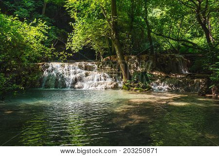 Nature landscape of Krushuna waterfalls in Bulgaria.