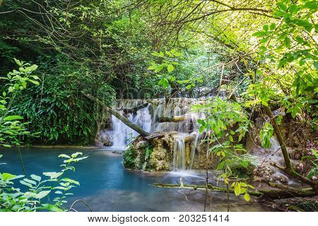 Nature landscape of Krushuna waterfalls in Bulgaria.