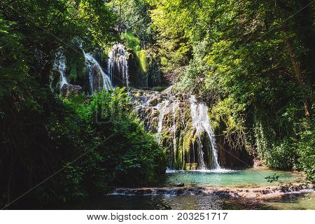 Nature landscape of Krushuna waterfalls in Bulgaria.