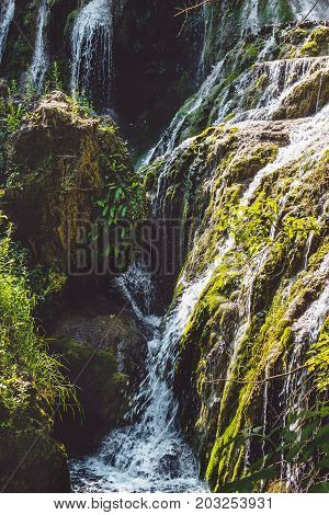 Nature landscape of Krushuna waterfalls in Bulgaria.