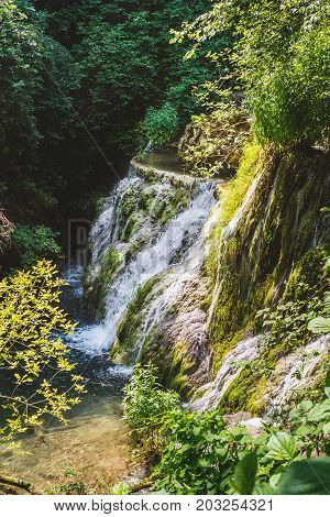 Nature landscape of Krushuna waterfalls in Bulgaria.