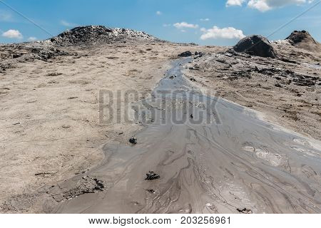 Landscape of mud volcanoes at Berca in Romania.