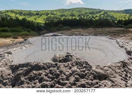 Bubbles in mud volcano at Berca in Romania.