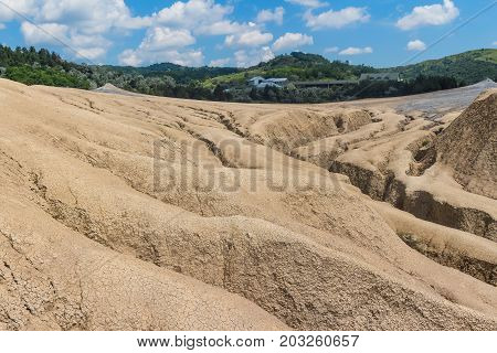 Landscape of mud volcanoes at Berca in Romania.
