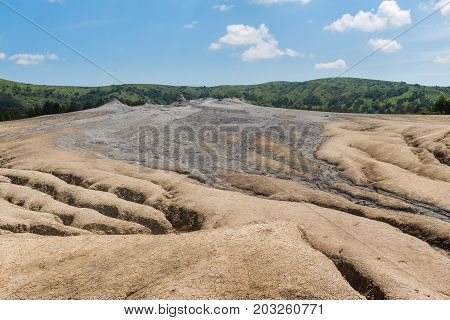Landscape of mud volcanoes at Berca in Romania.