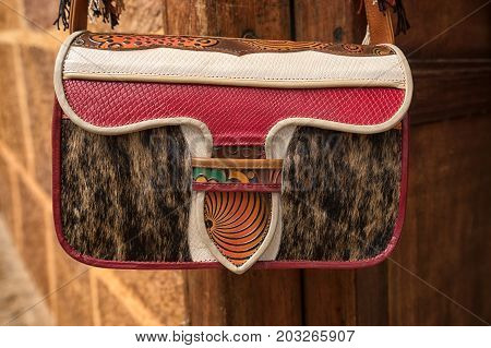 traditional Jerico shoulder bag closeup in Colombia