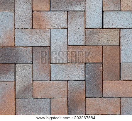 Beautiful Colorful Luxury German Vintage Ceramic Clinker Pavers for Patio. Floor pavers in a path detail of a pavement to walk textured background