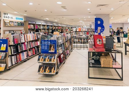 LONDON ENGLAND - JUNE 09 2017: Bookstore of famous Selfridges department store in London