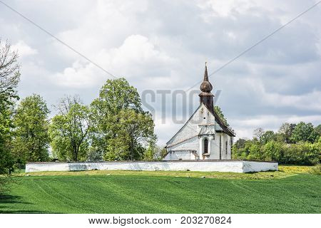 Chapel of Our Mother God near Veveri castle Moravia Czech republic. Religious architecture. Travel destination.